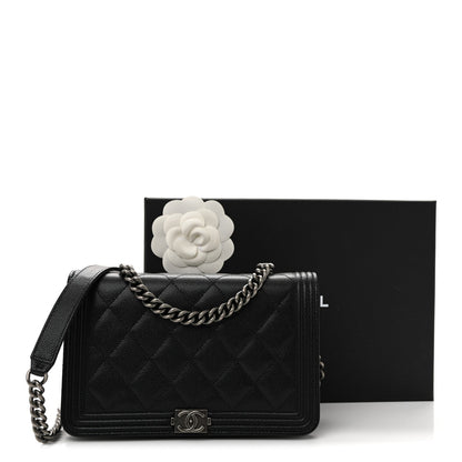 Caviar Quilted Boy Wallet On Chain WOC Black