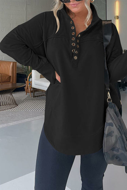 SUDADERA PULLOVER CON MEDIO CUELLO Y PUÑOS PARA EL PULGAR