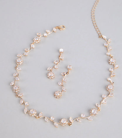 Floral Beauty Necklace And Earrings Set