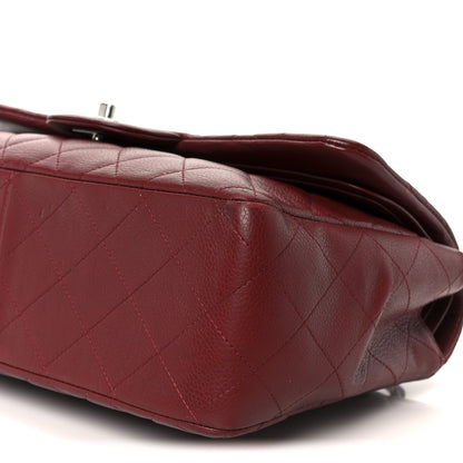 Caviar Quilted Jumbo Double Flap Dark Red