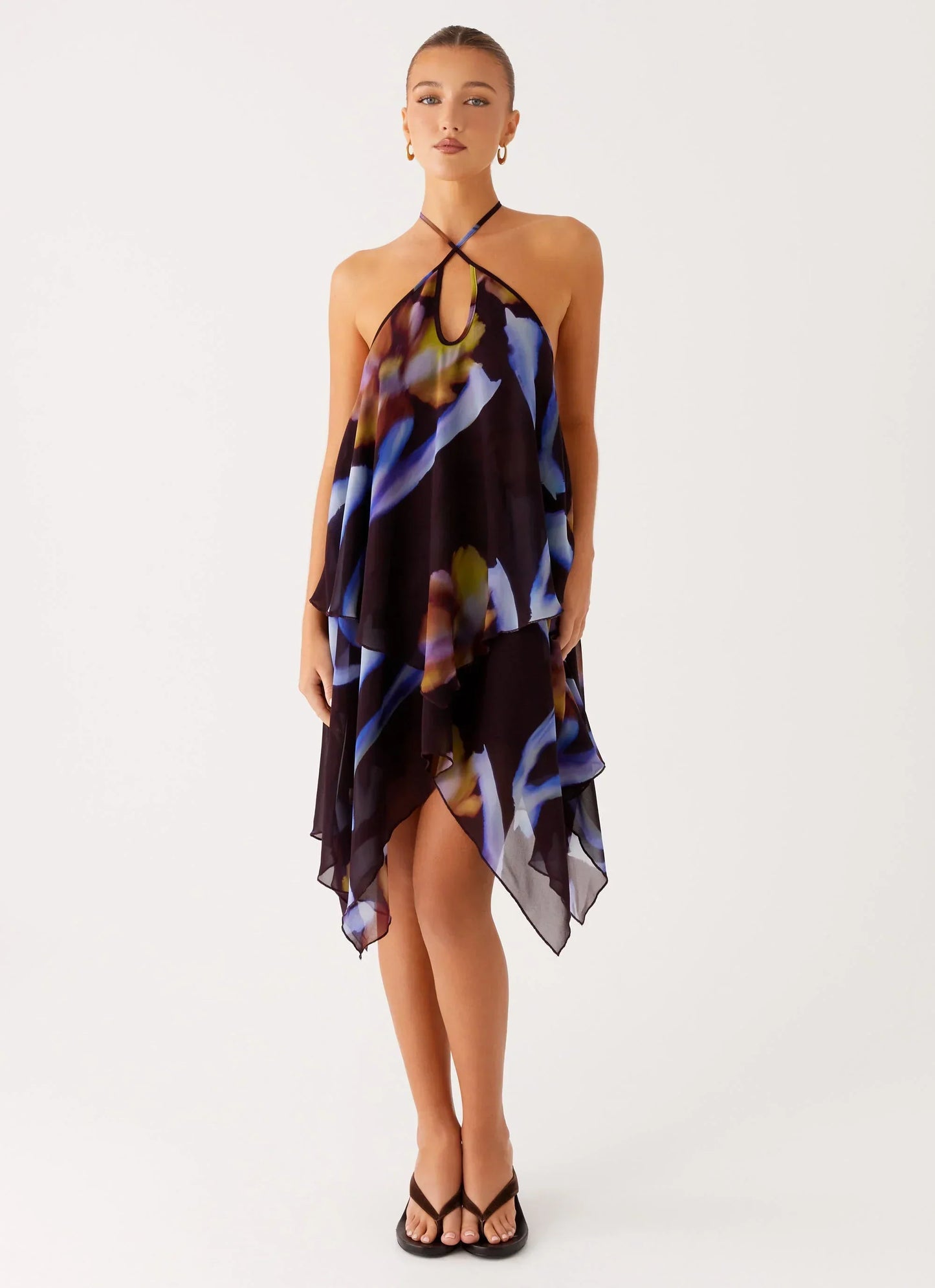 Verbena Midi Dress - Dark Floral