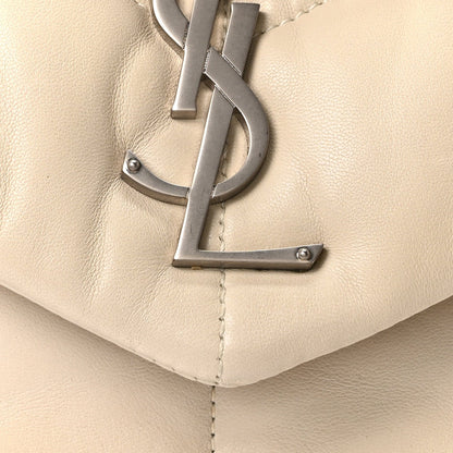 Lambskin Quilted Small Loulou Puffer Monogram Chain Satchel Crema Soft
