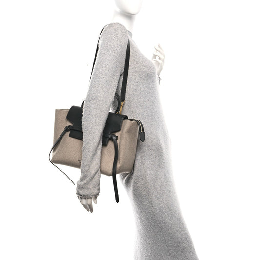 Felt Smooth Calfskin Mini Belt Bag Beige