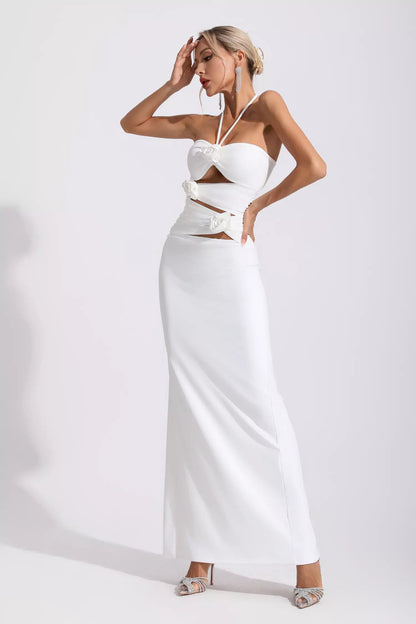 Nayeli White Floral Maxi Dress