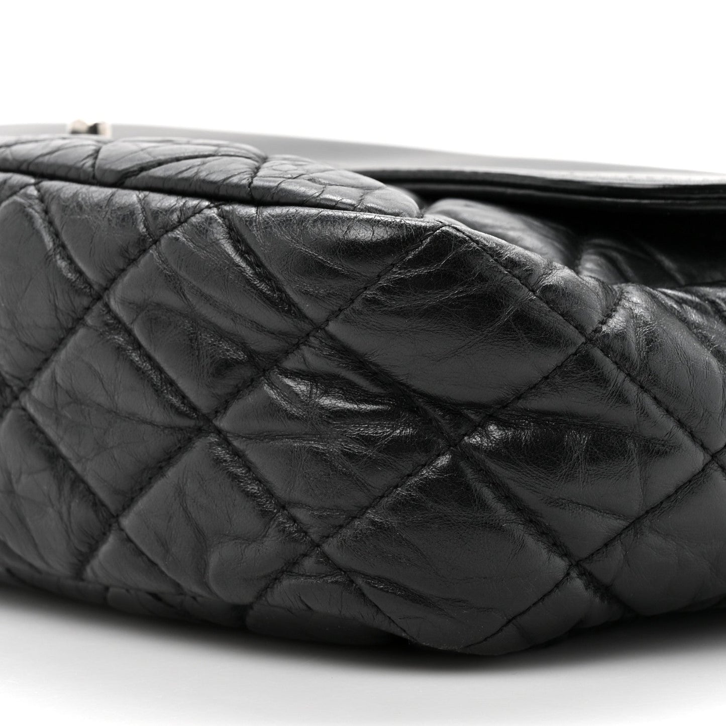 Aged Calfskin Quilted Easy Zip Flap Bag Black