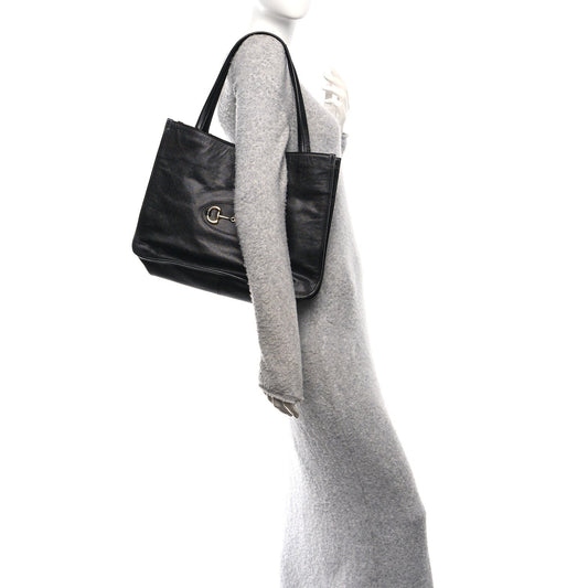 New Sakai Calfskin Lux Horsebit 1955 Tote Bag Black