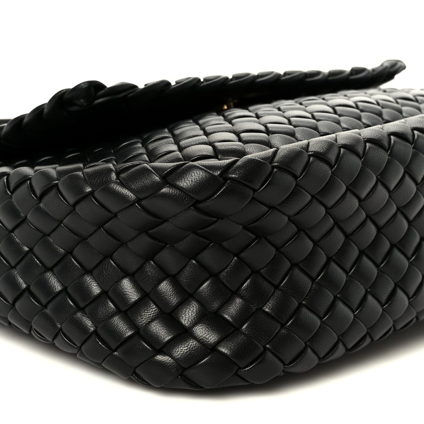 Nappa Intrecciato Small Cobble Messenger Bag Black