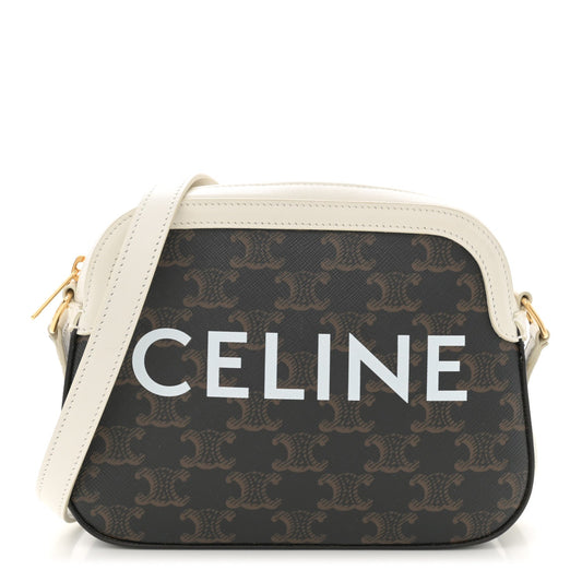 Triomphe Canvas Small Camera Bag White