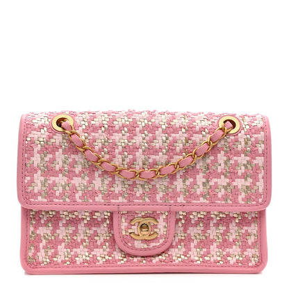 Metallic Lambskin Viscose Woven Flap Pink Gold