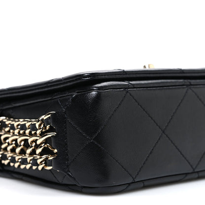 Lambskin Quilted Mini Chain Rows Flap Black