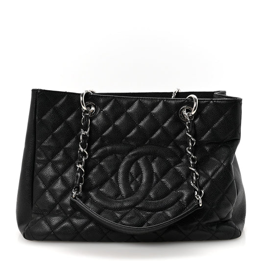 Caviar Quilted Grand Shopping Tote GST Black