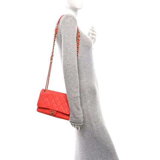 Caviar Quilted CC Melody Single Flap Orange