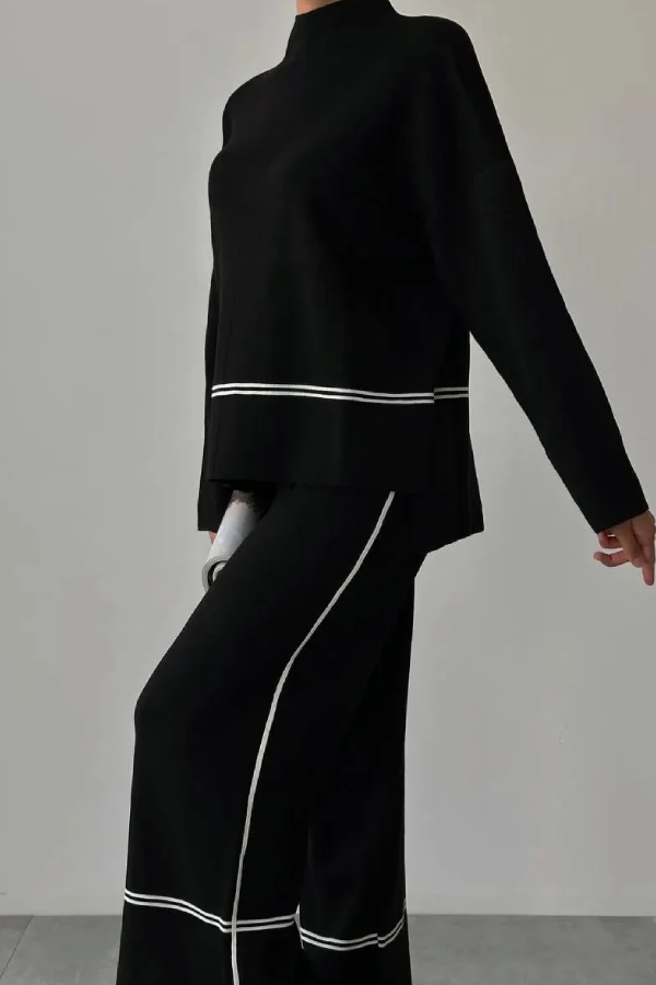 Conjunto casual de dos piezas con patchwork