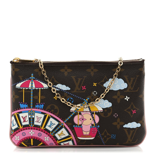 Monogram 2020 Christmas Animation Big Wheel Double Zip Pochette Rose Ballerine