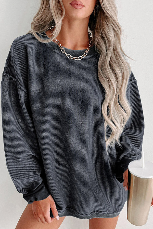 Sudadera con cuello redondo y canalé liso