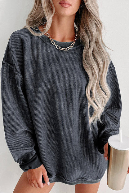 Sudadera con cuello redondo y canalé liso
