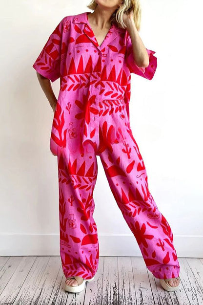 Conjunto de camisa con bolsillo estampado y pantalón con cintura elástica de Altos Unique