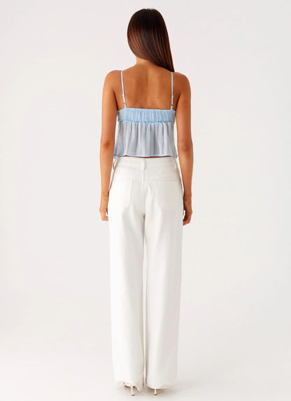Glynne Frill Top - Baby Blue