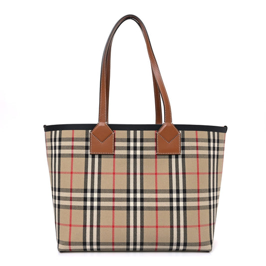 Cotton Vintage Check Medium London Tote Bag Briar Brown Black