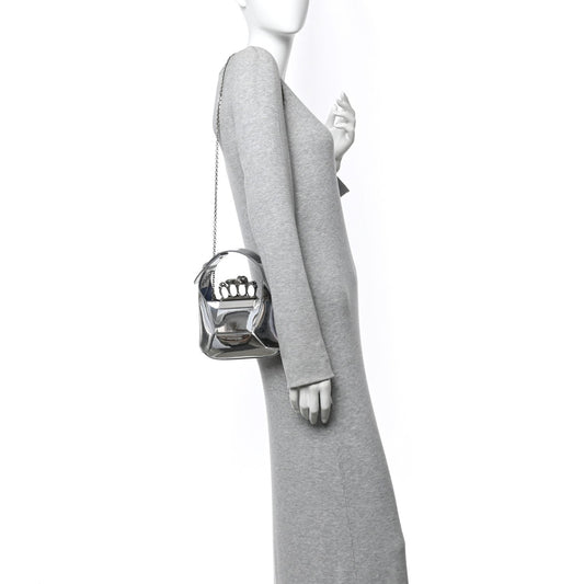 Metallic Jeweled Mini Hobo Bag Silver