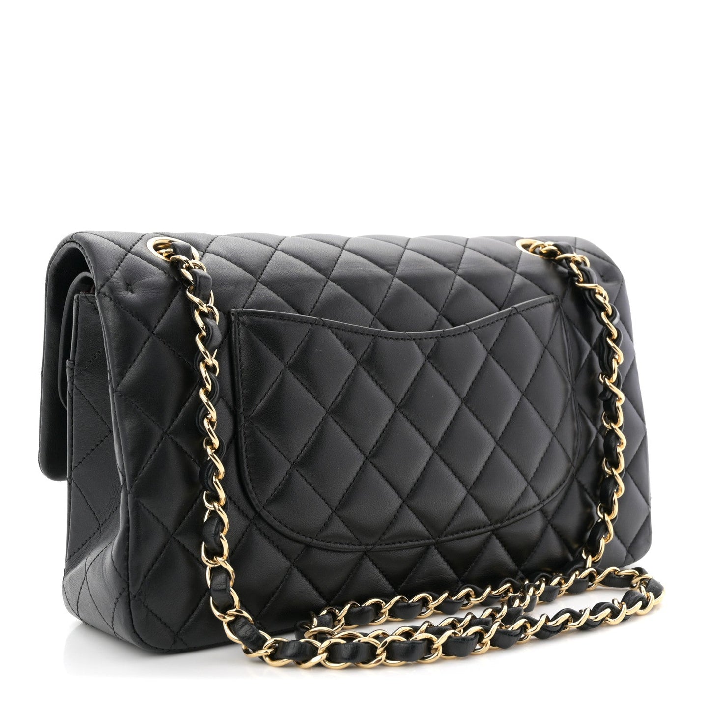 Lambskin Quilted Medium Double Flap Black