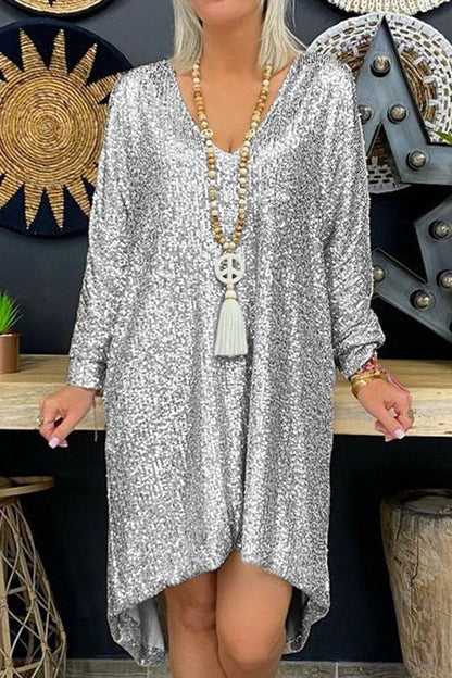 Vestido mini holgado con lentejuelas de No me olvides