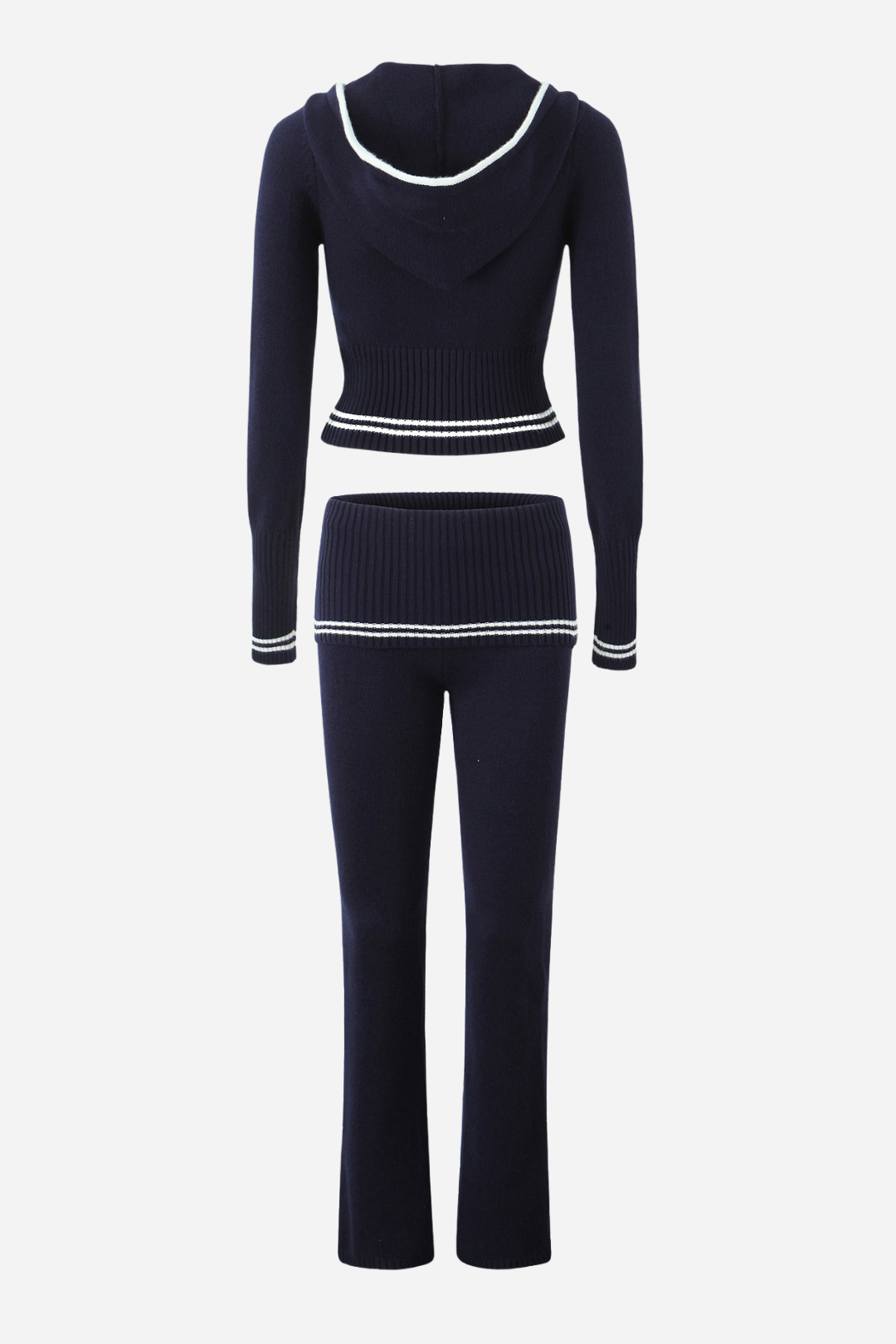 Conjunto de sudadera con capucha de punto a rayas 
