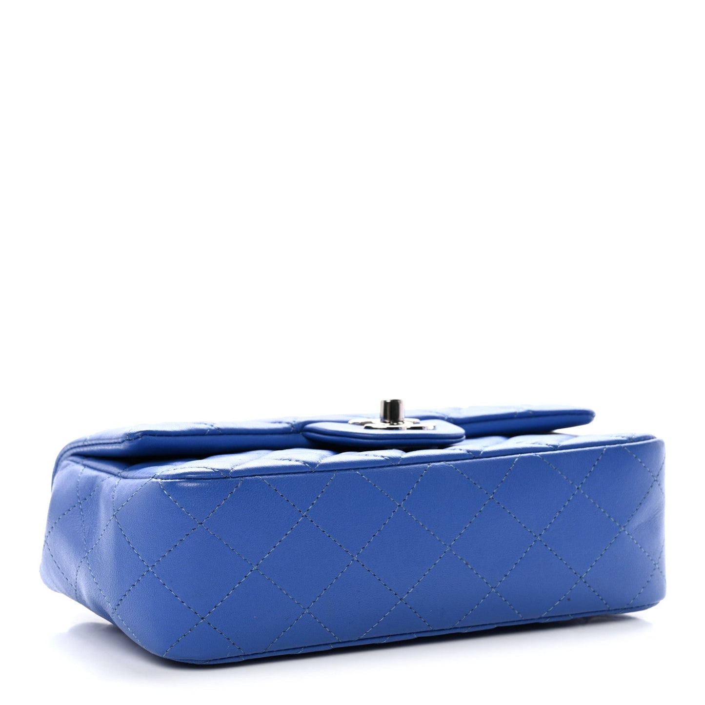 Lambskin Quilted Mini Rectangular Flap Blue