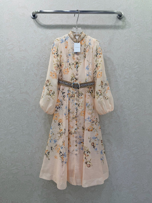 Zimmermann Rebellion Button Midi Dress Cream Aviary Cotton 342125