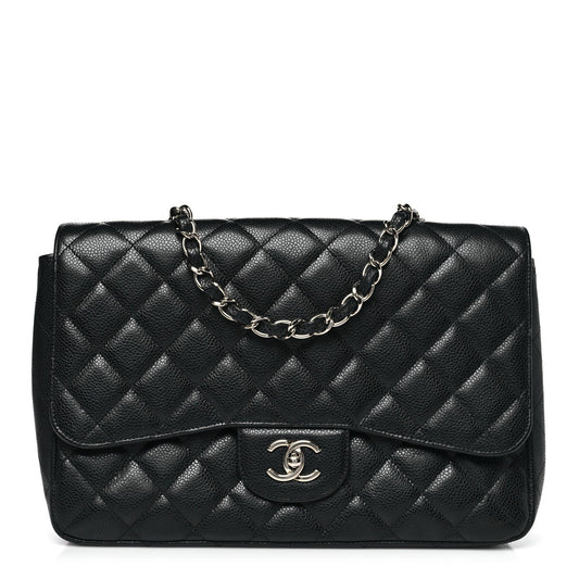 Caviar Quilted Jumbo Single Flap Black