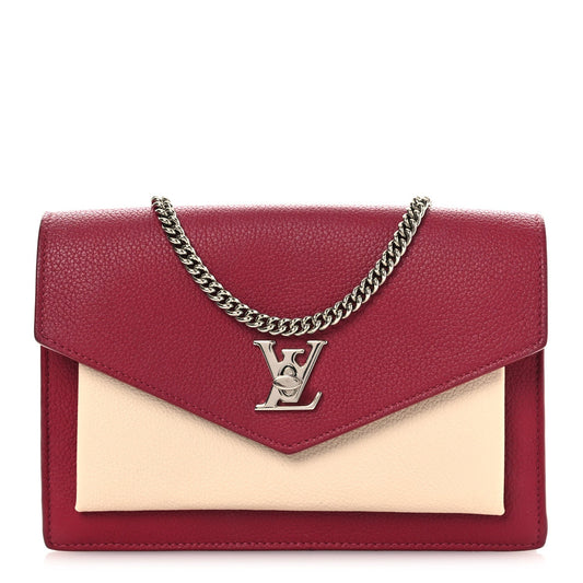 Calfskin My Lockme Chain Pochette Lie De Vin Etain Creme