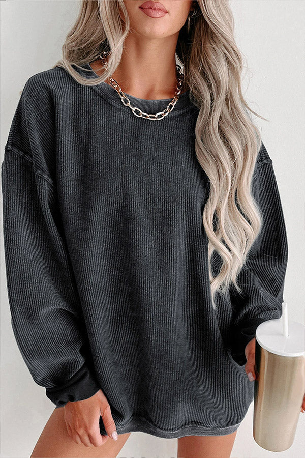 Sudadera con cuello redondo y canalé liso