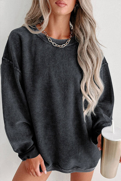 Sudadera con cuello redondo y canalé liso