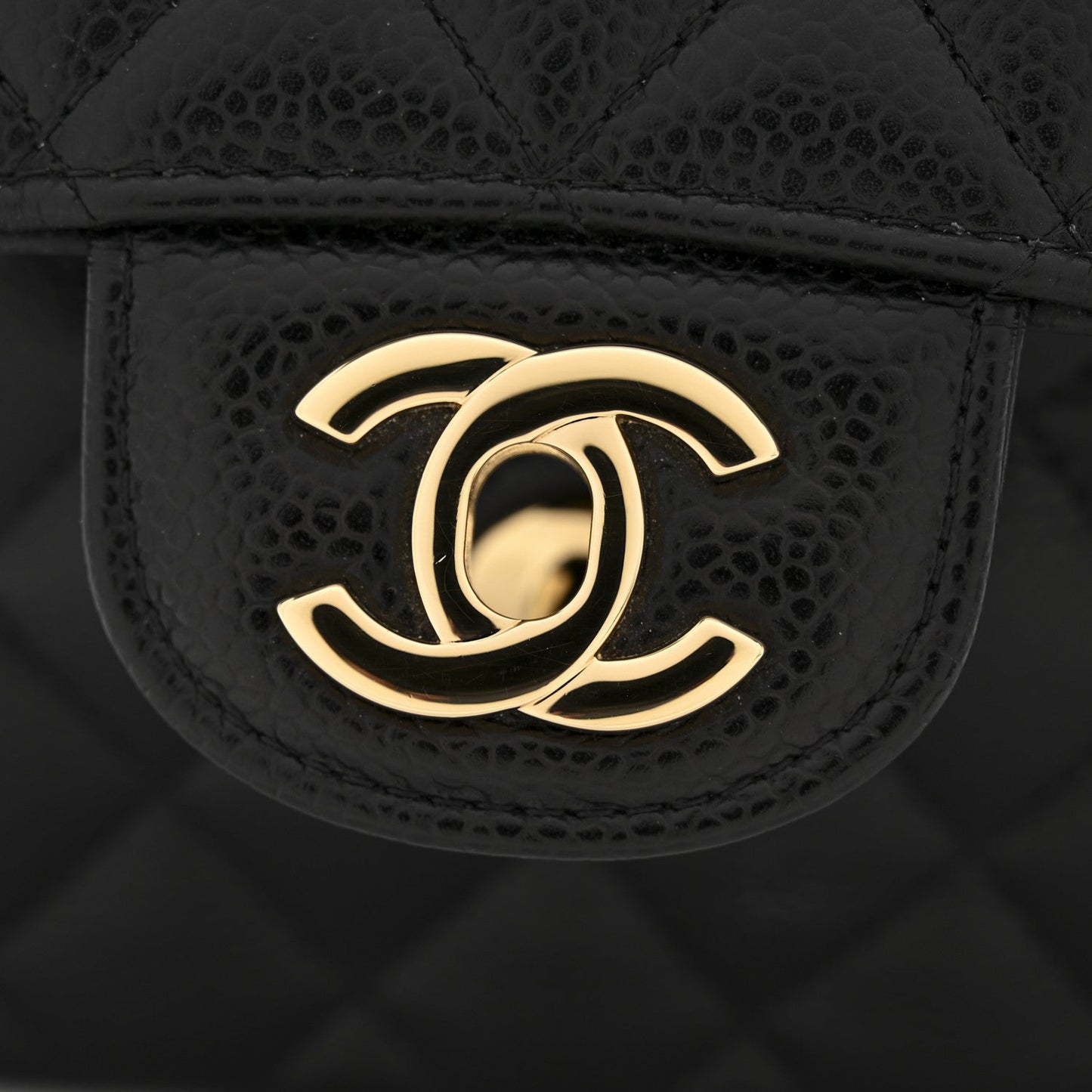 Caviar Quilted Small Double Flap Black
