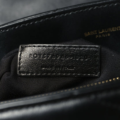 Calfskin Y Quilted Monogram Medium Loulou Chain Satchel Black