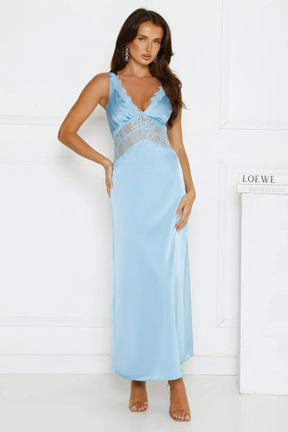 Softly In Season Satin Maxi Dress