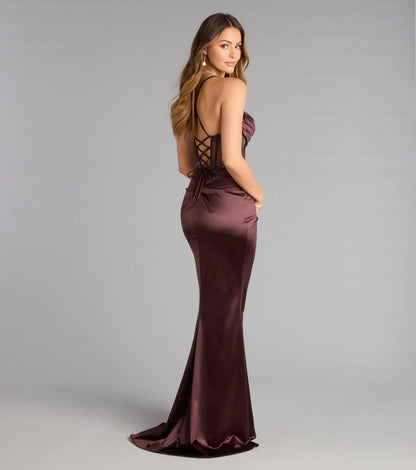 Gabbie Lace-Up Rhinestone Corset Formal Dress