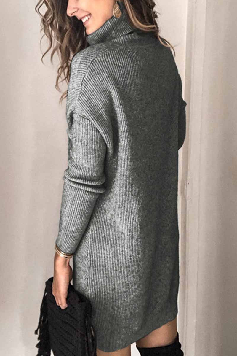 Minivestido informal de cuello alto (2 colores)