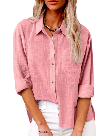 Chic Button Down Long Sleeve Linen Shirt | Great for Casual Days