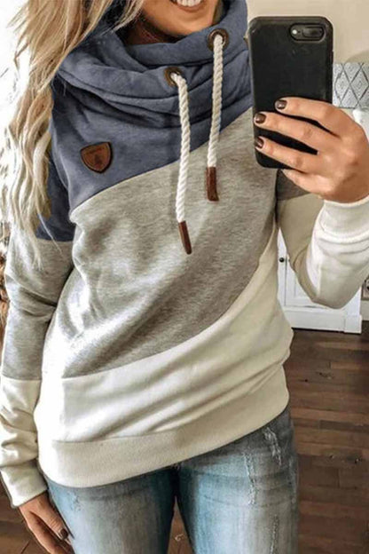 Sudadera con capucha y empalme suelto (4 colores)