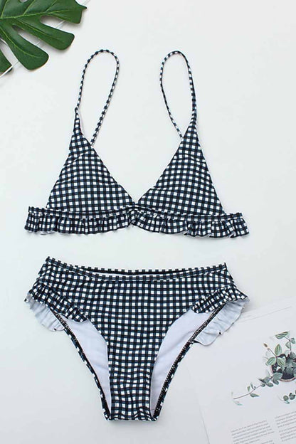 Plaid Split Swimsuit