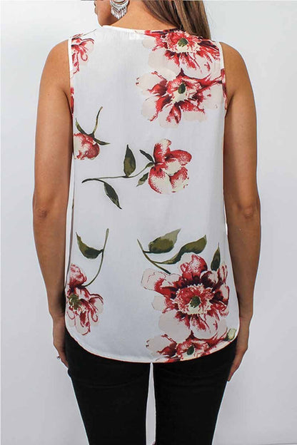 Camiseta sin mangas floral con diseño de cremallera de moda de verano