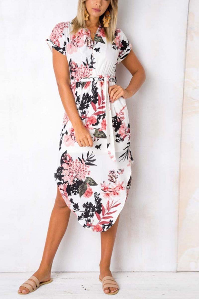 Vestido midi asimétrico con estampado moderno (4 colores)