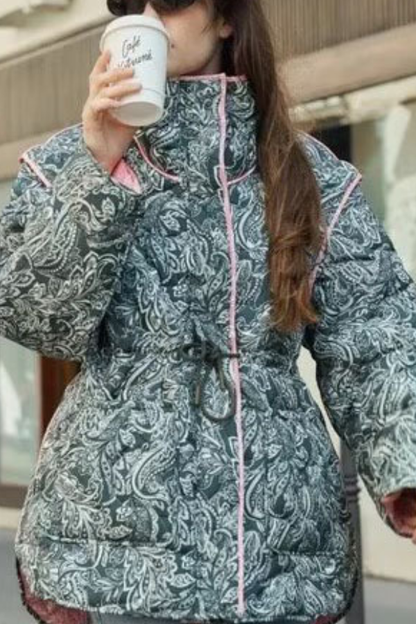 Chaqueta de manga larga estampada de algodón, holgada, moderna e informal. 