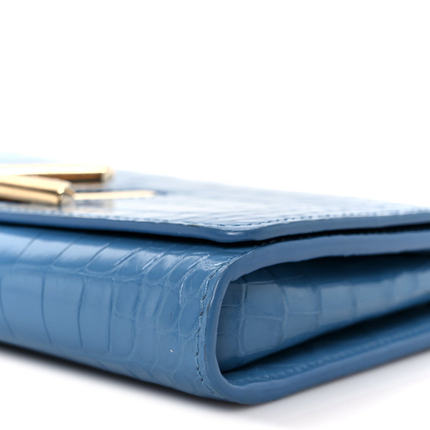 Crocodile Twist Chain Wallet Bleuet
