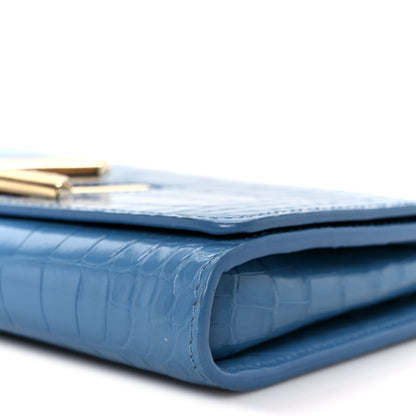 Crocodile Twist Chain Wallet Bleuet