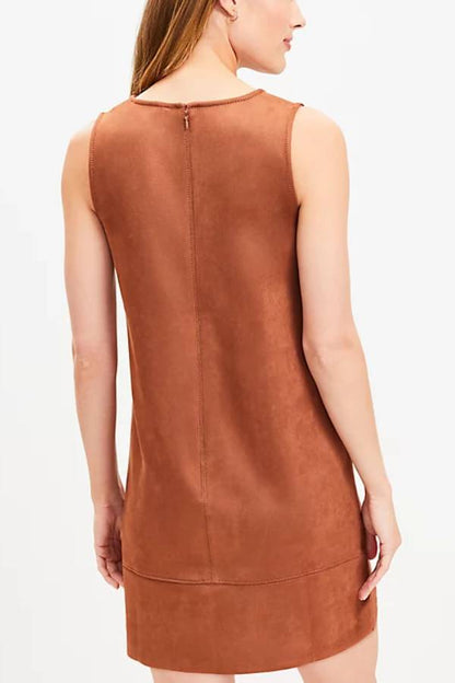 Vestido mini recto sin mangas con escote en V de ante sintético Found Your Style 