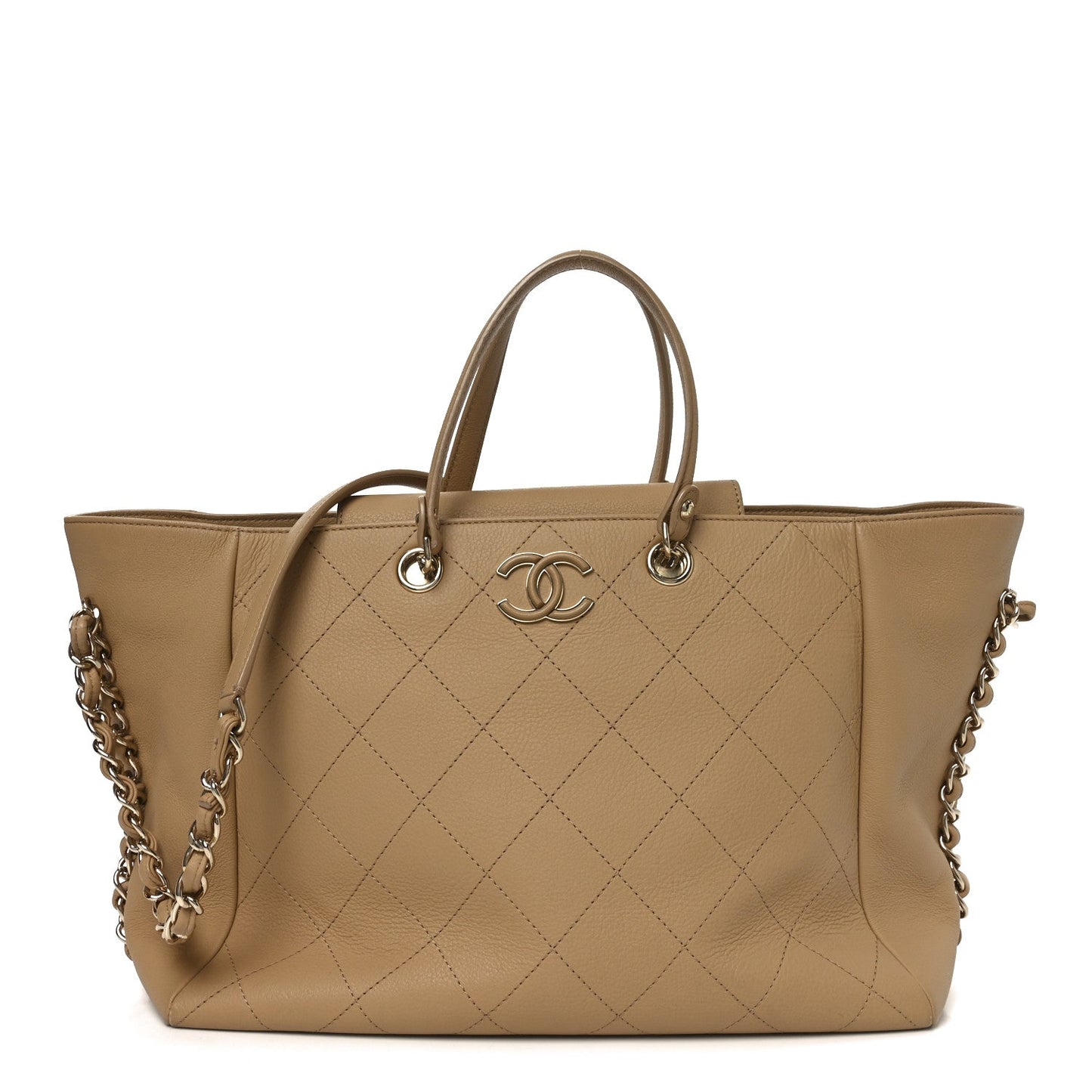 Bullskin Stitched Medium Shopping Bag Beige