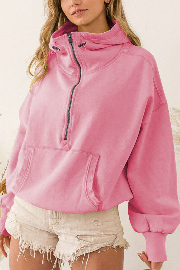 Sudadera con capucha de manga larga con cremallera y cordón ajustable
