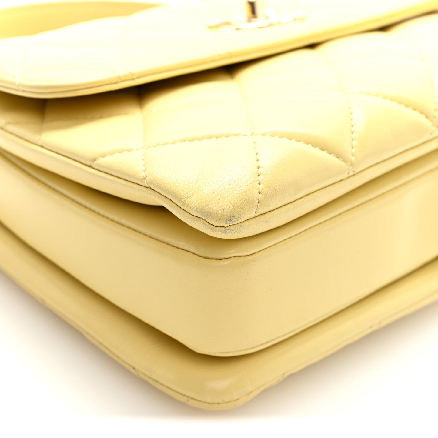 Lambskin Quilted Small Trendy CC Flap Dual Handle Bag Yellow